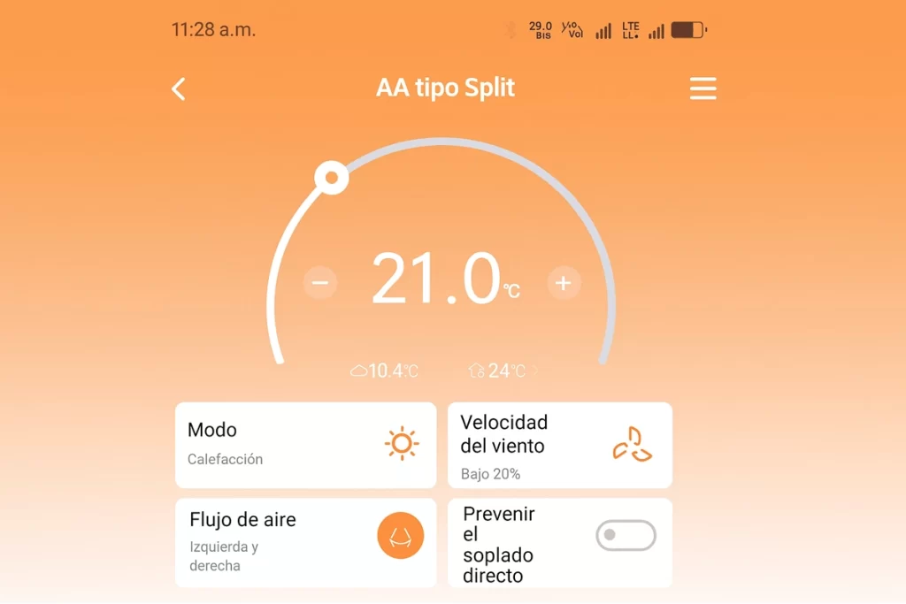 Aplicación Midea Air Smart Home para Aplicación móvil para programar calefacción eficiente a 21 grados en casas sustentables